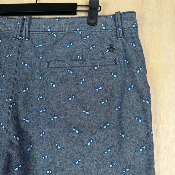 Original Penguin Men’s Shorts Waist 36 Sunglasses Print Gray Blue - Picture 4 of 8